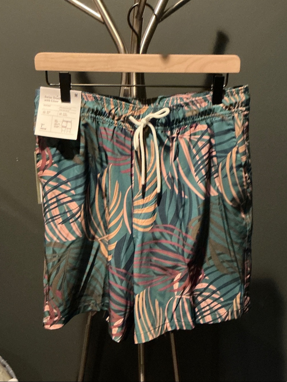 Tropical Print Pull-On Swim Trunks